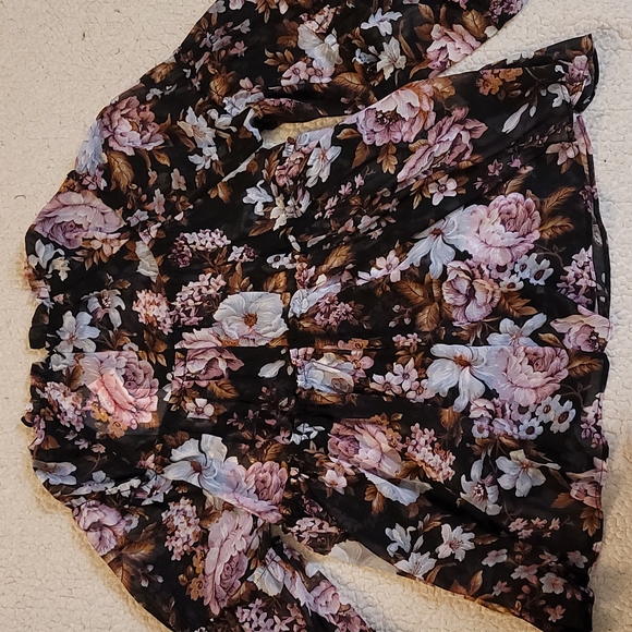 NWT Anthropologie o.p.t. Floral Ruffled Detailed Long Sleeve Blouse in Black - Picture 9 of 12